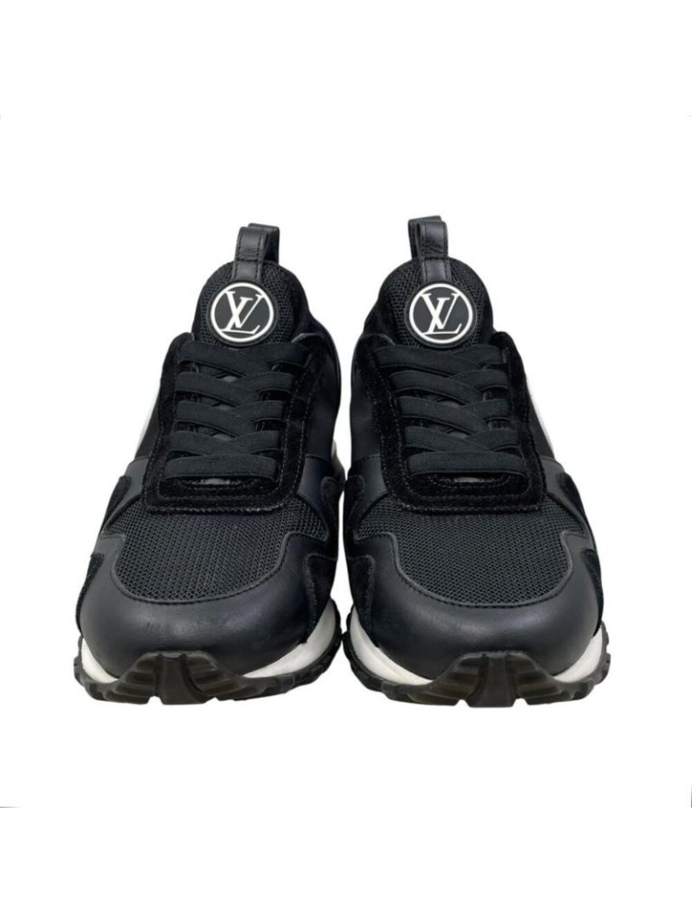Louis Vuitton Sneakers Run Away 36.5 LV Circle Logo Suede Mesh Black - Picture 3 of 13